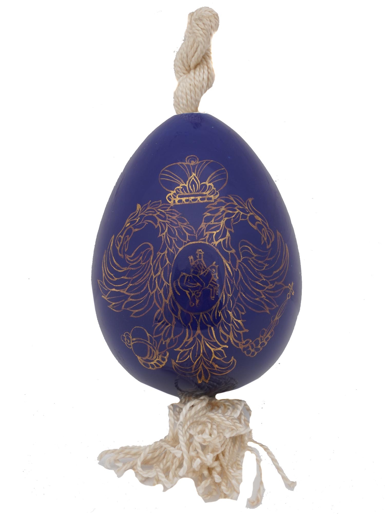 LARGE RUSSIAN GILDED EAGLE PORCELAIN EASTER EGG PIC-1